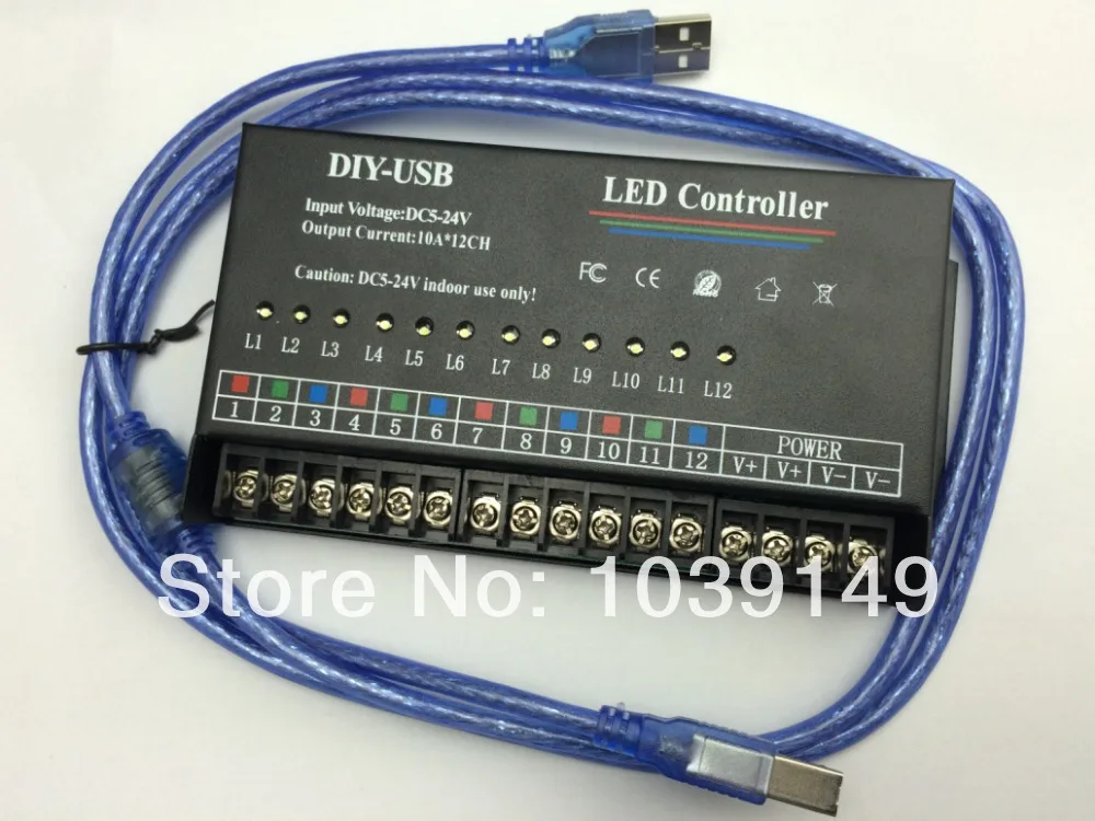 DIY USB LED Programmable Controller DC5~24V input 10A*12CH 12Channels DIY USB Controller LED Controller for 3528  5050 LED Strip