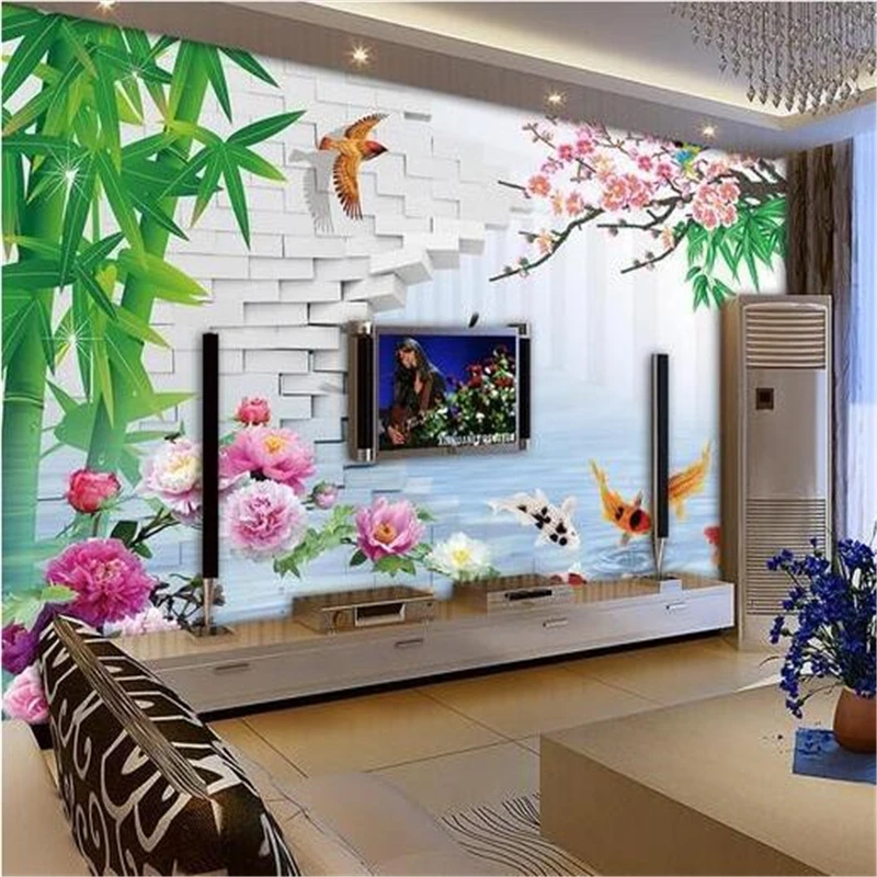 

beibehang new 3D three-dimensional flowers European TV backdrop mural wallpaper living room bedroom mural papel de parede