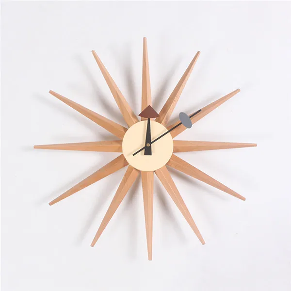 Mid Century Wandklok Walnoot Houten Starburst Klok Replica George Nelson Sunburst Klok voor Decoratieve Kantoor Muur Woonkamer