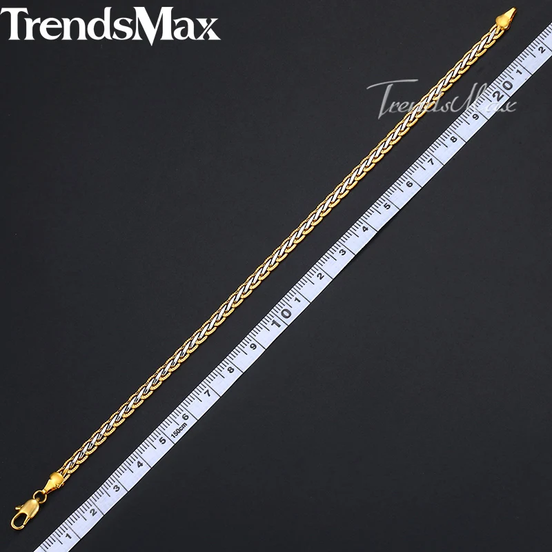 Womens Men\'s Bracelet Gold Wheat Link Chain Bracelet For Woman Male Jewelry Fashion Gifts Dropshipping Wholesale 4mm KGB407A