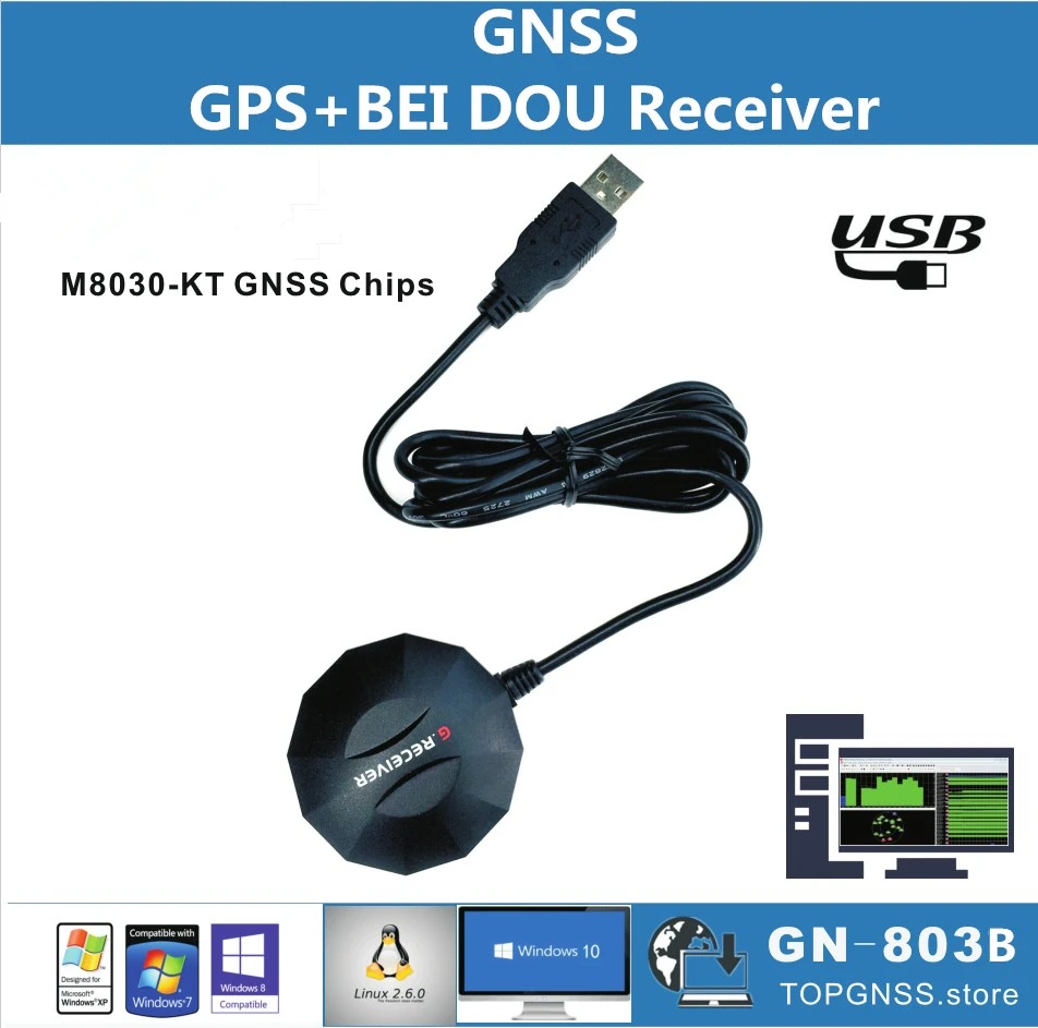 GN-803G USB GPS GLONASS BDS  receiver USB module chip GNSS receiver antenna,  replac BU353S4, dual USB protocol NMEA0183 TOPGNSS