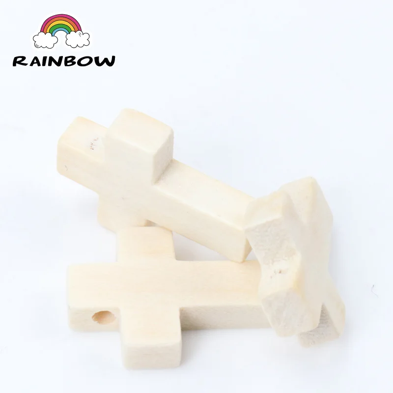 Faceted Natural Wooden Colors Cross Shape Spacer Beads For Jewelry Making DIY 22x15mm 50Pcs