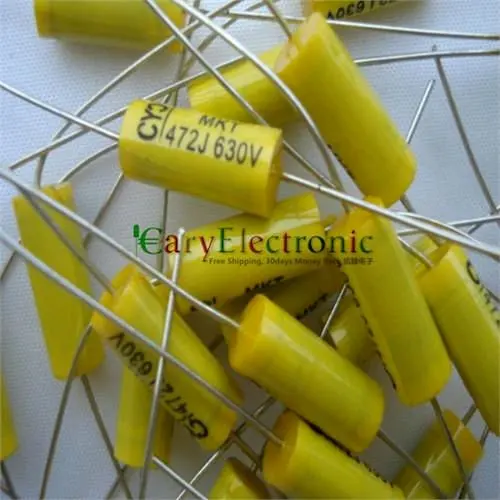 

Wholesale 100pcs long leads yellow Axial Polyester Film Capacitors electronics 0.0047uF 630V fr tube amp audio free shipping