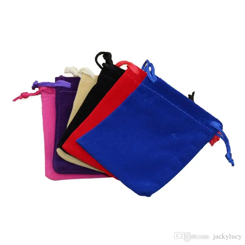 7 x 9 cm Fashion Jewelry Pouches Bags Velvet Drawstring Bags Black Red Blue Purple 5 Colors Avialable Free Shipping