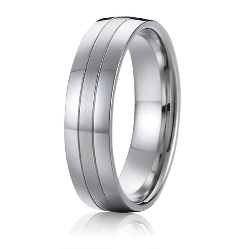 Men\'s Alliances Titanium Wedding Band Promise couple Rings for men white gold silver color 6mm USA size 7 8 9 10 11 12 13 14 15