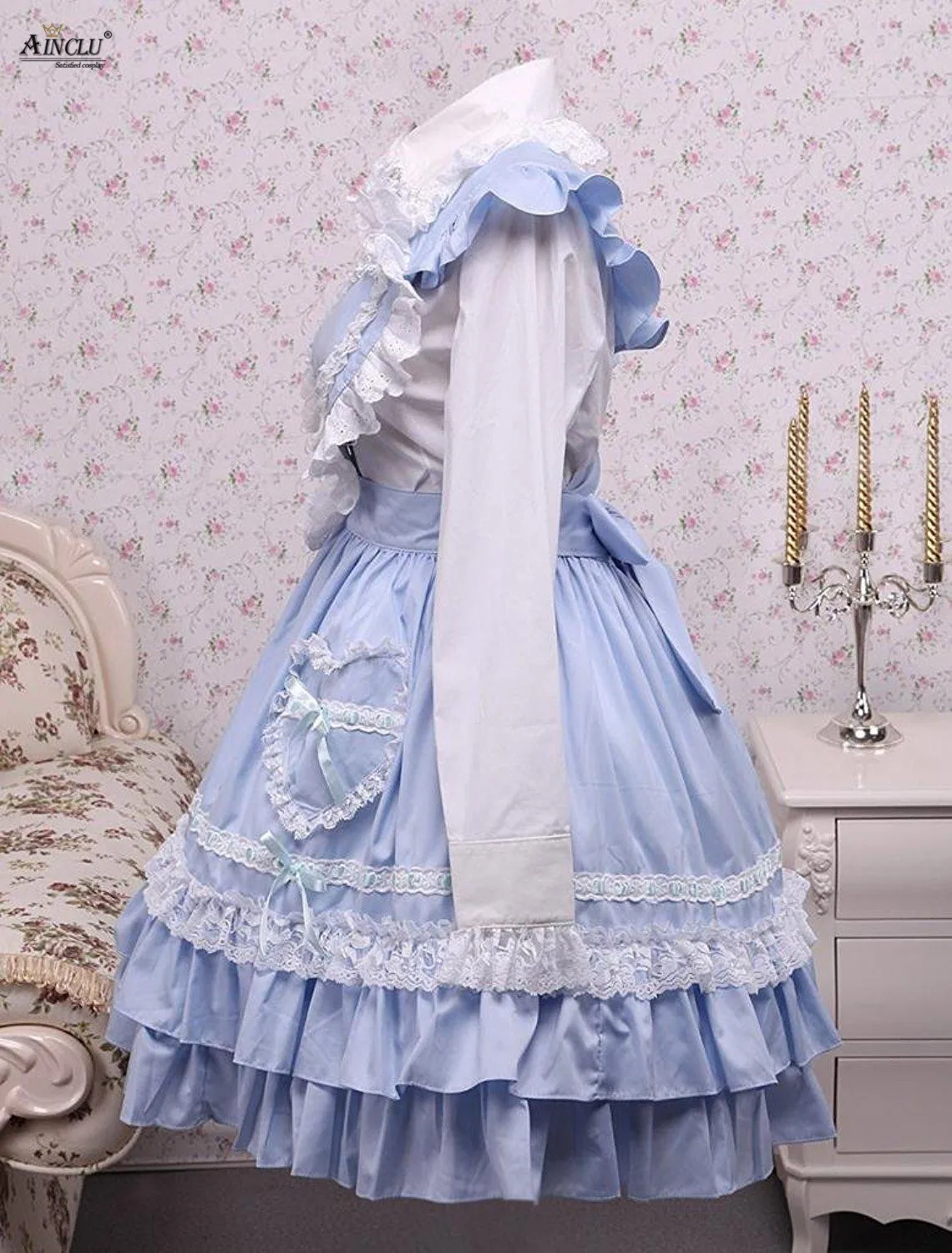 Trung-Dài Đầm Ainclu Nữ Cotton Trắng Lolita Áo Và Xanh Ngọt Ngào Lolita Váy Cho Mùa Xuân/Mùa Hè/Mùa mùa Thu Và Mùa Đông