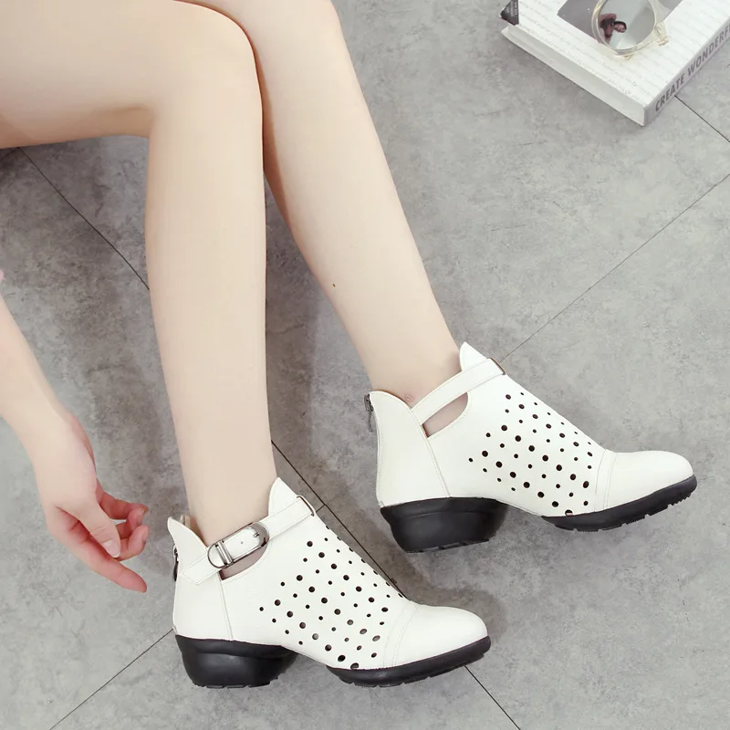 

Sports Dance Shoes Woman Female Leather Shoes Square Soft Bottom Shoes Dancing Increased Modern Dance Boots Shoe Tidal Current