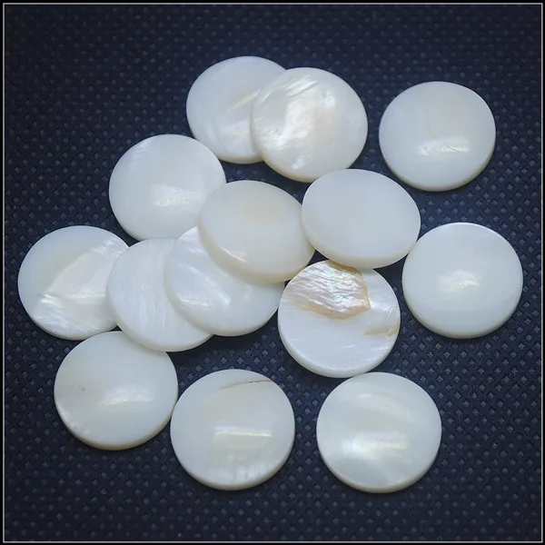 30PCS  Wholesale White Mother Of Pearl Cabochons Shell Beads Bracelet Making Coin Shape Finger Rings 12MM 14MM 16MM18MM