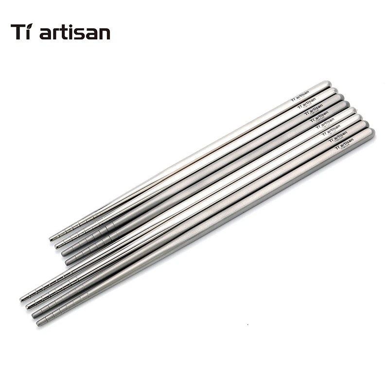 Tiartisan kitchen accessories Chinese Chopsticks Titanium Hollow Square Ultralight  Palillos Chinos Eco-friendly Tableware