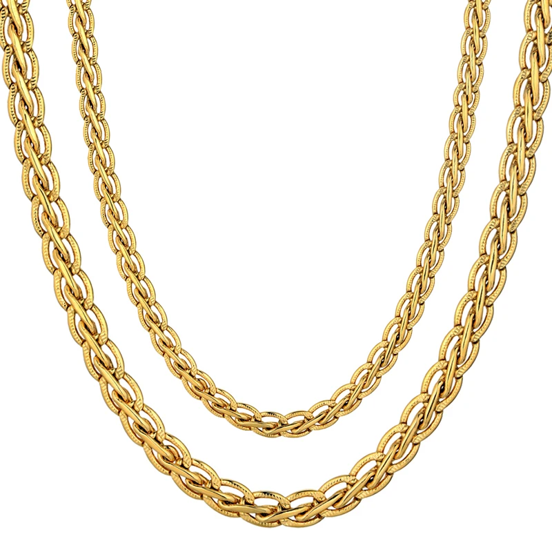 

Vintage 45/55/66/76cm Gold-Color Necklace Fashion Mens Gold Chain Necklace Male Chain Golden Necklaces Hot Sale dropshipping