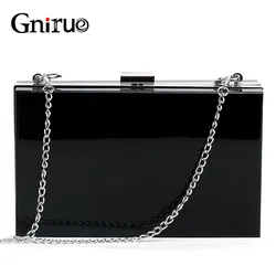 Acrylic Day Clutch Bags Chain Women Shoulder Bag Elegant Lady Messenger Bag Party Evening Bags Handbags Purses Black