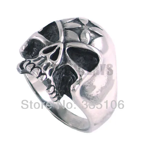 Free Shipping! Gothic Cross Skull Ring Stainless Steel Jewelry Punk Motor Biker Men Ring SWR0122