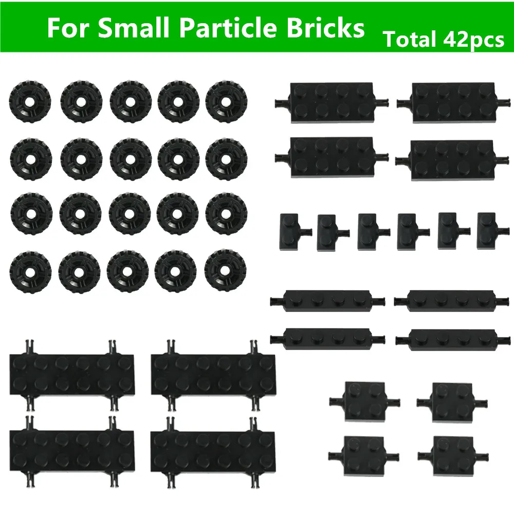42 Pcs Mini Wiel Assen Pack Autobanden Model Bouwstenen Accessoire Enlighten Speelgoed Voor Kinderen Moc Bricks