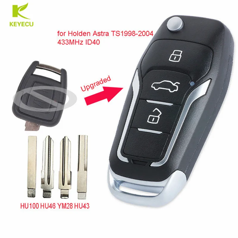 KEYECU Replacement Upgraded Flip Remote Car Key Fob 2 Button 433MHz ID40 for Opel Holden Astra TS 1998-2004