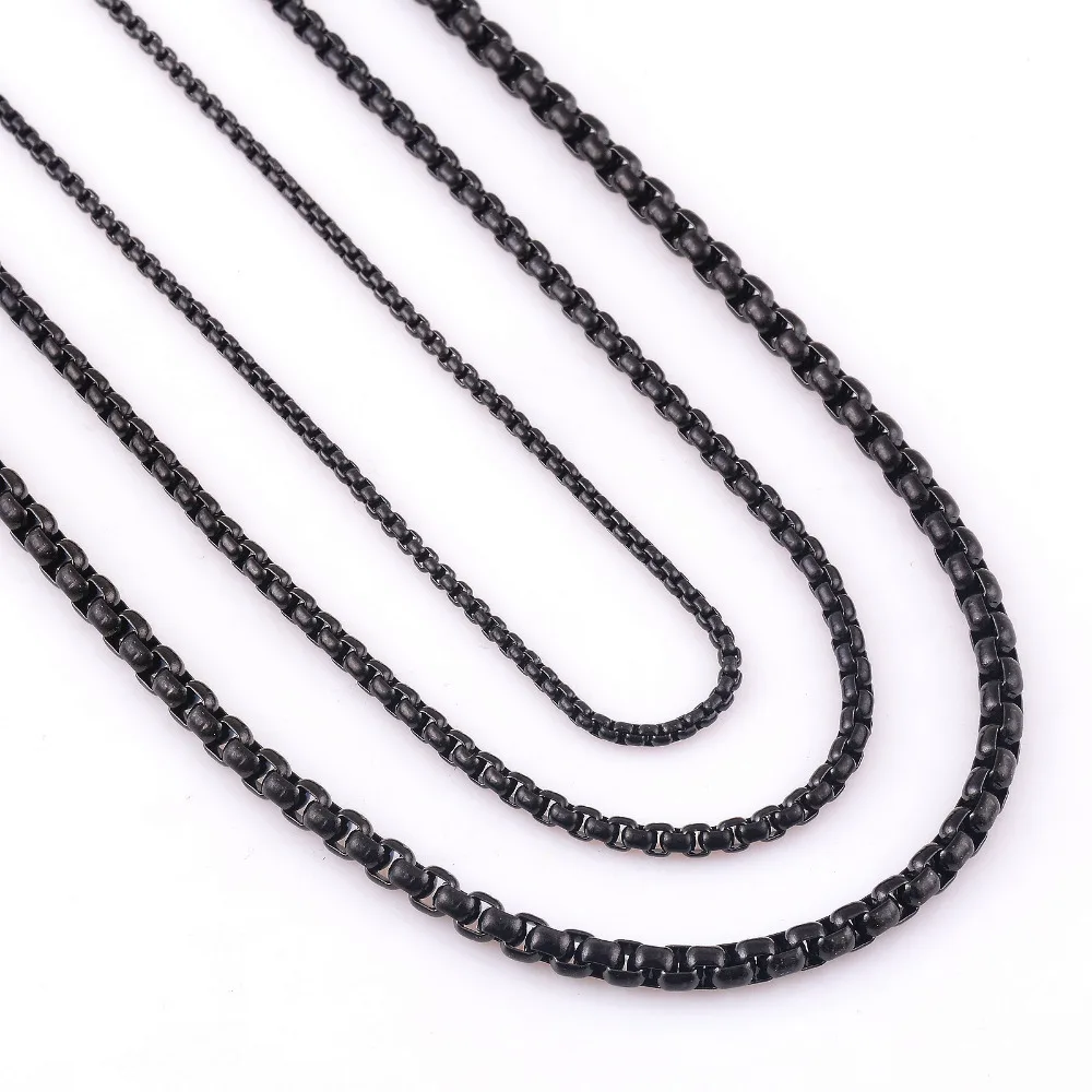 Customize Length 2/3/4/MM Width Stainless Steel Black Curb Cuban Chain Necklace For Men and Women Waterproof Jewelry Wholesale