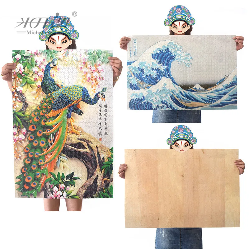 Michelangelo Wooden Toys Puzzles 500 1000 1500 2000 Pieces Old Master The Starry Night by Vincent van Gogh Wall Painting Gift