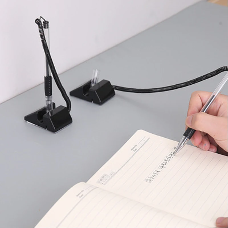 Гелевая ручка с черными чернилами, 3 шт., Высококачественная шариковая ручка с держателем для ручки, приклеенная к столу, офисные канцелярск...