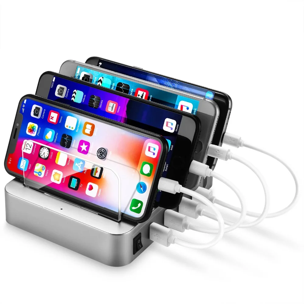 

4 Multi Port Universal USB Charging Station Stand Holder Desktop Charger for iPhone iPad Samsung Mobile Phone Tablet AU UK Plug