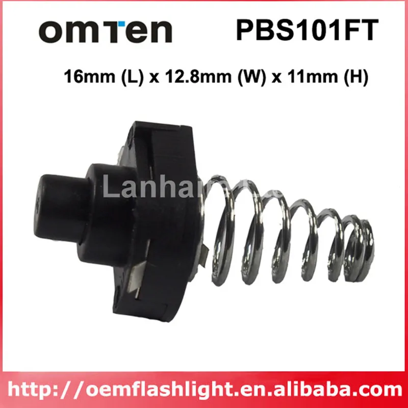 OMTEN PBS101FT 16mm(L) 12.8mm(W) x 10mm(H) LED Flashlight Clicky Switch - Black (5 pcs)