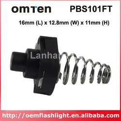 OMTEN PBS101FT 16mm(L) 12.8mm(W) x 10mm(H) LED Flashlight Clicky Switch - Black (5 pcs)