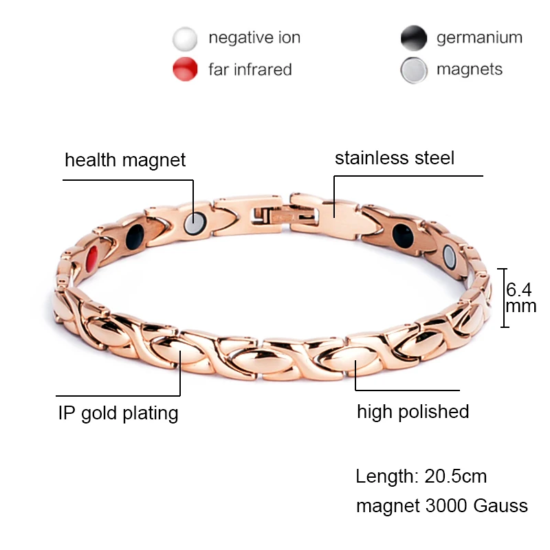 Oktrendy Magnetic Ladies Bracelets Jewellery Stainless Steel Bracelet For Women Rose Gold Color Tennis Bracelet Dropshipping