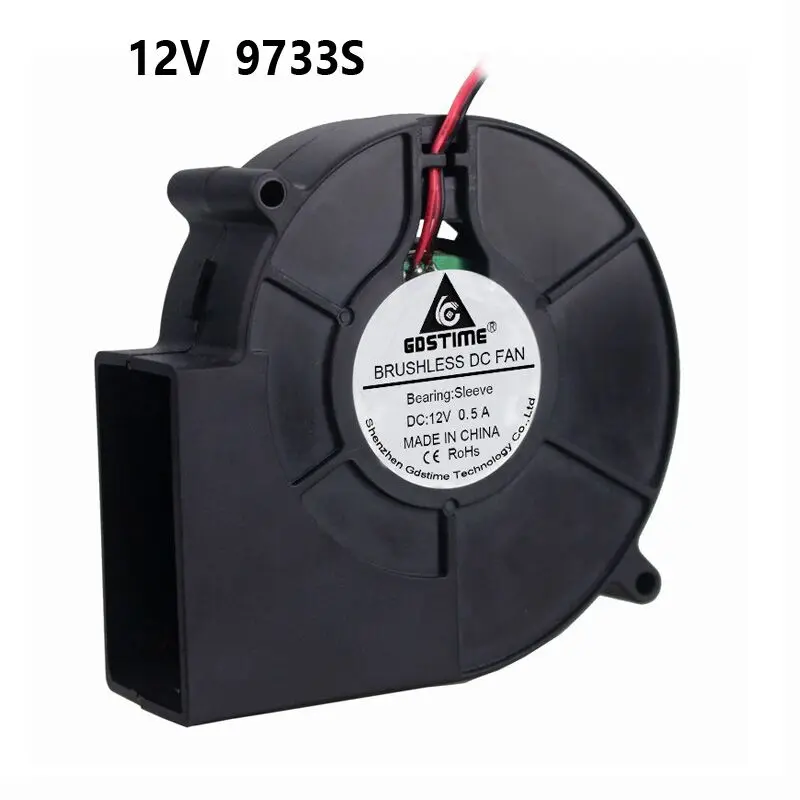 20 개/몫 GDT DC 12V 2P 공기 97*97x33mm 9733 터빈 쿨러 9733 냉각 송풍기 팬