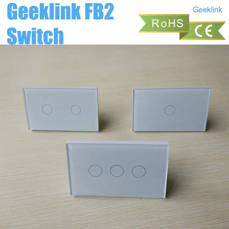 Geeklink FBB Della Parete di Tocco US Version 1 2 3 Gang Smart Home, Casa Intelligente Intelligente Interruttore A Distanza Senza Fili Per IOS Android Le Risposte Interruttore
