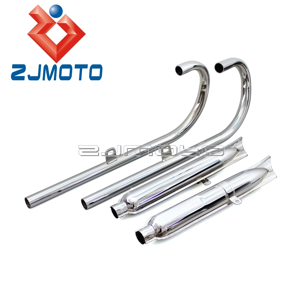 24HP Exhaust Muffler Pipe Assembly For BMW K750 M1 M72 R71 R12 CJ Dnepr MT12 Motorcycle Mufflers Chrome Fishtail Front & Rear