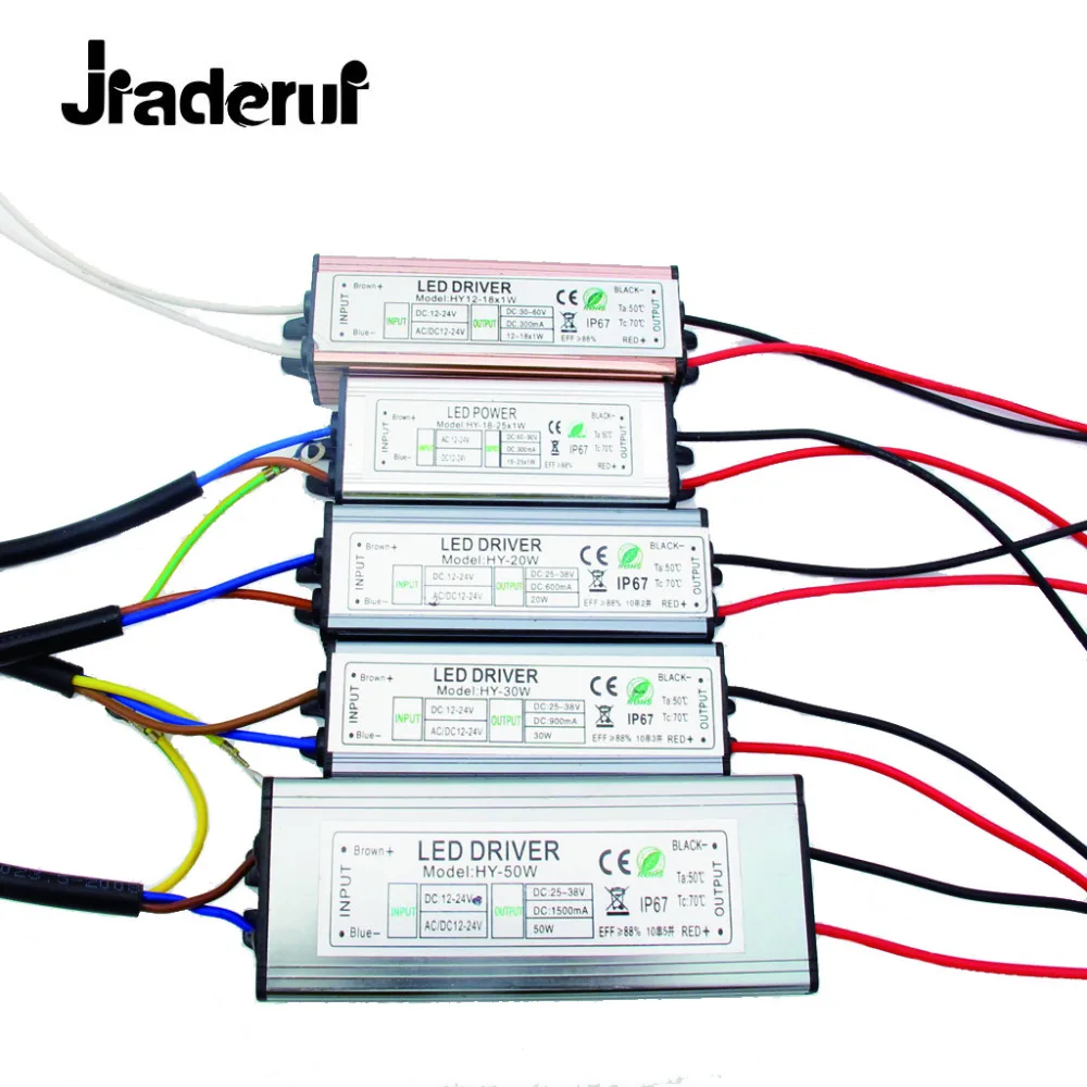 Jiaderui Waterproof AC/DC 12V - 24V to DC Constant Current LED Driver 10W 12W 15W 18W 20W 24W 30W 50W Low Voltage Power Adapter