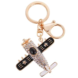 2024 Crystal aircraft Pendent airplane Model keychain Bomber Fighter Combat Helicopter airplane Car Key rings Men Jewelry