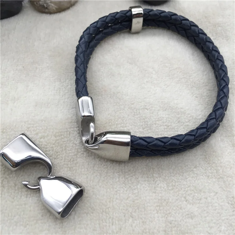 10x5mm Hole 316L Stainless steel Hook Clasp For Licorice Leather Cord Men Bracelet Connectors Charms Jewelry Findings Making