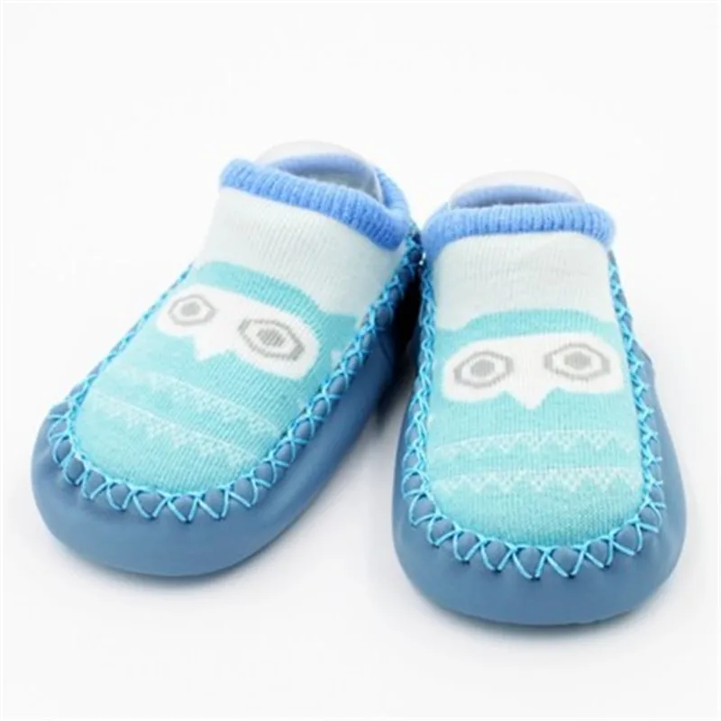 1 Pair New Comfortable Toddler Floor Socks With Rubber Soles Baby Elastic Cotton Cartoon Anti-slip Socks Infant Soft Sole Socks