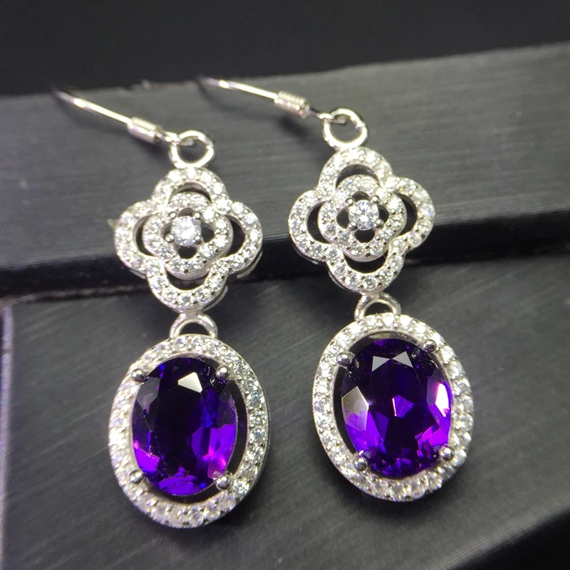 

Palace Crystal Amethyst earnail 925 silver inlaid wear effect perfect