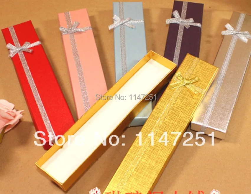 

Wholesale 24pcs/lot Mixed Color Paper Necklace Box 20x4x2cm Jewelry Anklets Display Packaging Box Favor Bracelet Necklaces Boxes