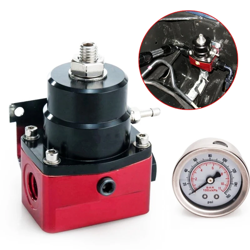 

Adjustable Autos Fuel Pressure Regulator 160PSI Gauge AN 6 Fitting End ,NPT Gauge Port + Fuel Pressure Regulator