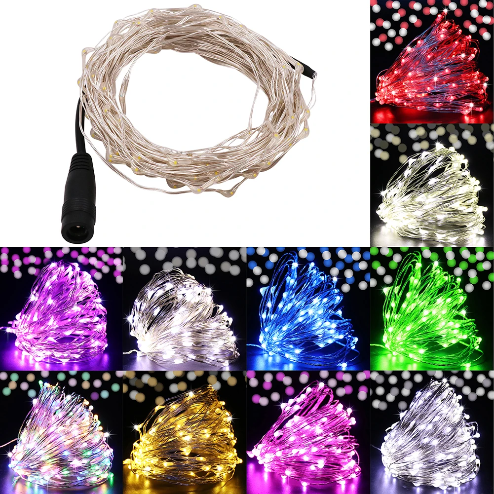 12V Fairy Light Party Wedding Holiday Decoration EU/US/AU/UK Switch Plug Silver Copper Wire Xmas Lamp Christmas Lights 10m 20m