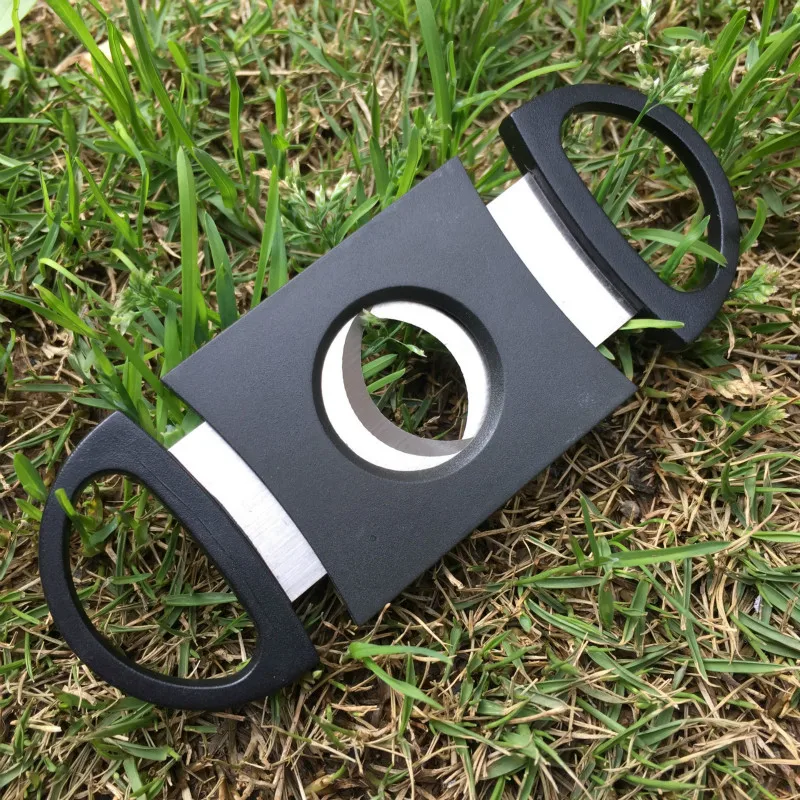 Nastro Ha Placcato il Doppio Lame Cigar Cutter Pocket Gadget In Acciaio Inox Forbici Sigari