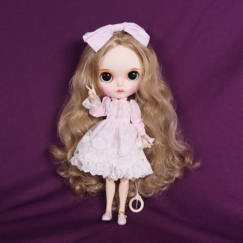 ICY DBS Blyth doll 1/6 Joint Body hand painted matte face white skin Blonde pink cute suit doll 30cm BJD SD toys gift AB hand se