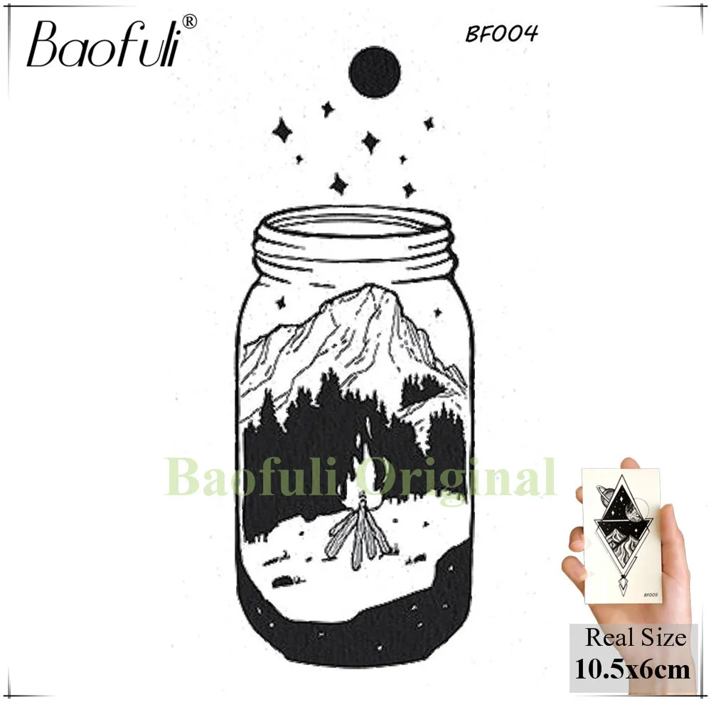 BAOFULI Men Women DIY Galaxy Temporary Tattoo Waterproof Pencil Sketch Fake Tattoo Body Arm Neck Art Planet Moon Tatoos Stickers