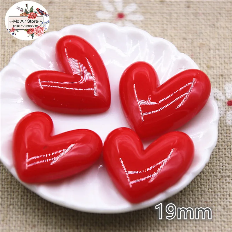 10pcs Red Heart  Resin Flackback Cabochon Art Supply Decoration Charm Craft DIY accessories