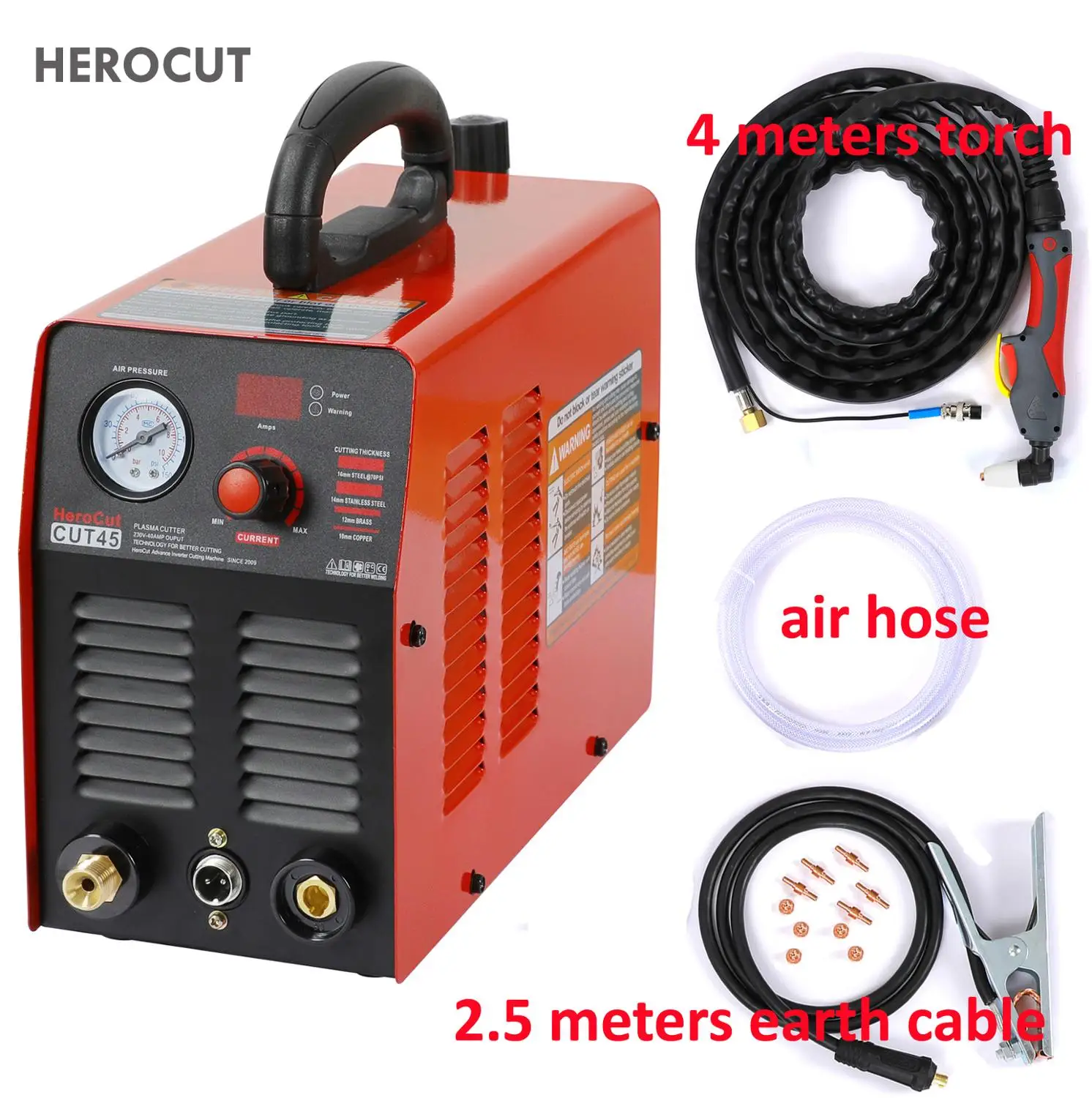 Arc Plasma Cutter IGBT 220V Single Phase HeroCut Plasma Cutting Machine Cut45i 10mm Clean Cut Great To Cut All Steel