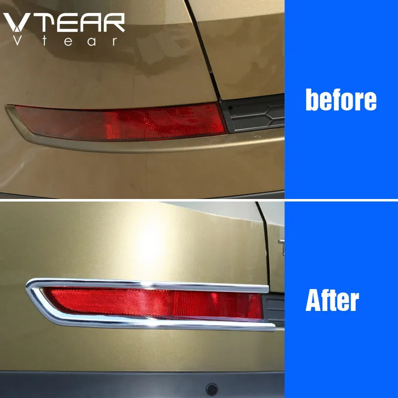 Vtear For Skoda Kodiaq fog lights cover front rear body foglights car-styling decoration Exterior chrome trim Accessories 2021