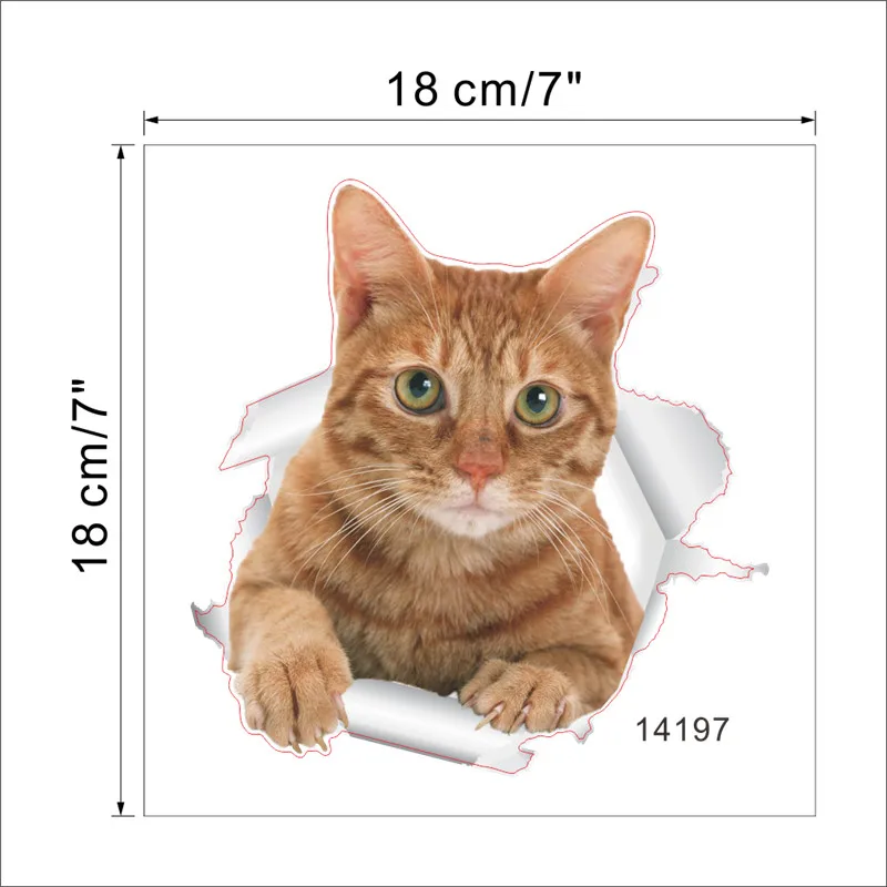 3d vivid cat wall stickers decals refrigerator toilet wall decals home decoration animals mural art poster