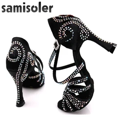 Samisoler di Strass Nero sala da ballo scarpe da ballo donna scarpe Salsa scarpe da ballo delle donne Professionale tango Scarpe Da Ballo Latino Scarpe di stile tacchi alti