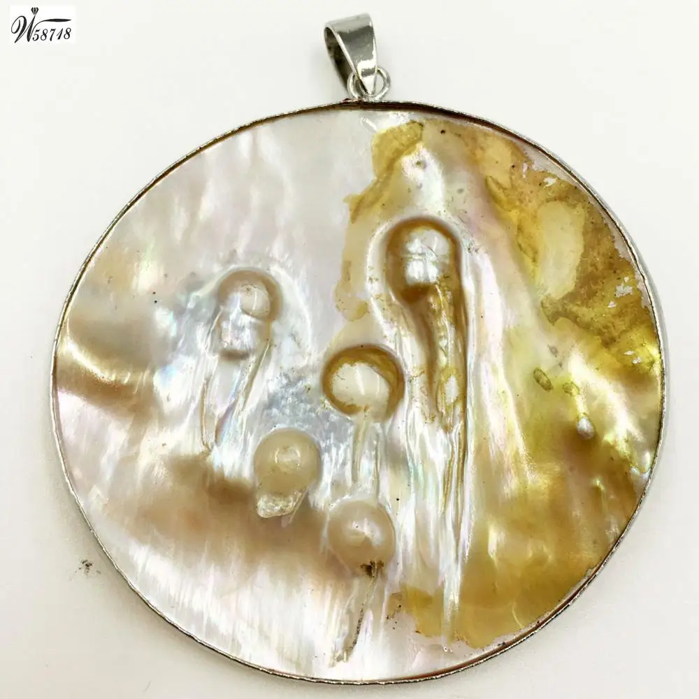 Beautiful jewelry Mother of pearl Shell  Women Men Pendant Bead PWFH588b
