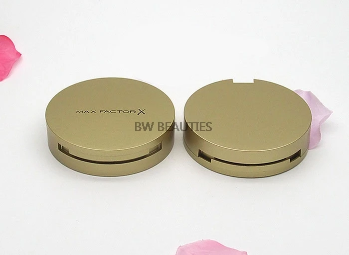 100 unids/lote de cosméticos vacíos dorados redondos de 59mm, estuche con espejo, contenedor de colorete de plástico de doble capa DIY, herramientas de maquillaje