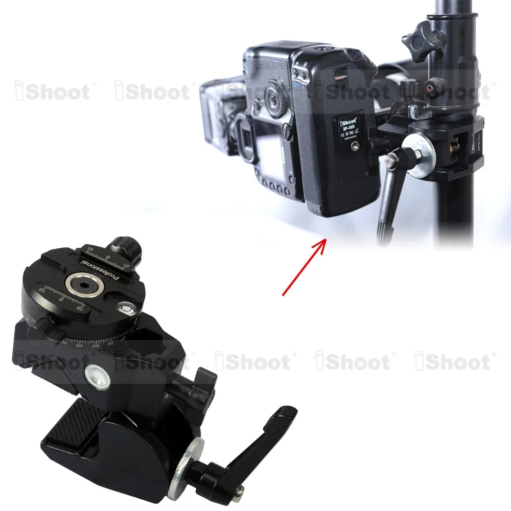 

Super Strong Metal Crab Clamp + Ultra-slim 360 Panoramic Panorama Ball Head for Tripod Light Stand Camera Quick Release Plate