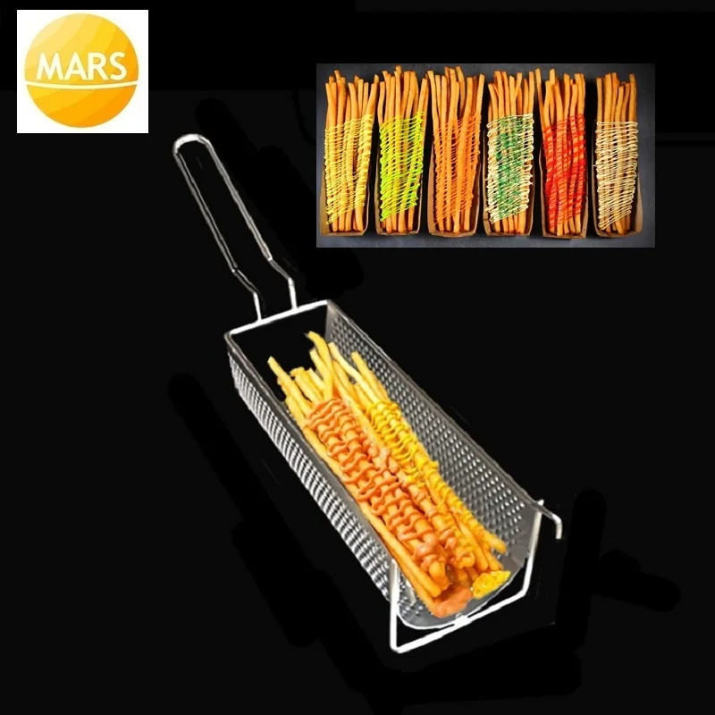 

French Fries Basket Stainless Steel Fryer Potato Chips Frying Baskets Strainer Cooking Long Fries Kitchen Colander Holders Tools