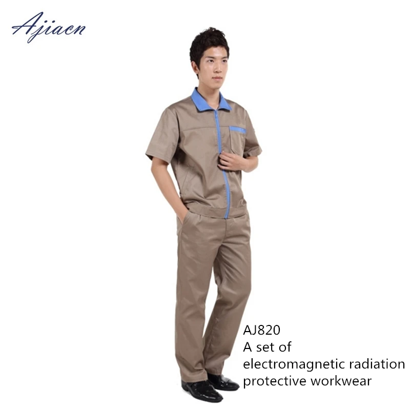 Genuine A set of electromagnetic radiation protective summer short-sleeved workwear EMF shielding staff uniforms