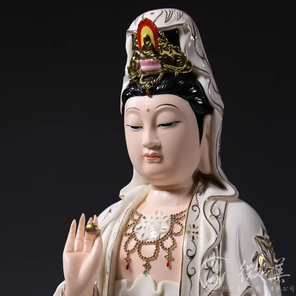 15 inch gold lotus full relief Guanyin Guanyin Buddha decoration ceramic handicrafts Buddhist activities